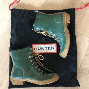 Men’s Hunter Lace-Ups Rain Boots Green